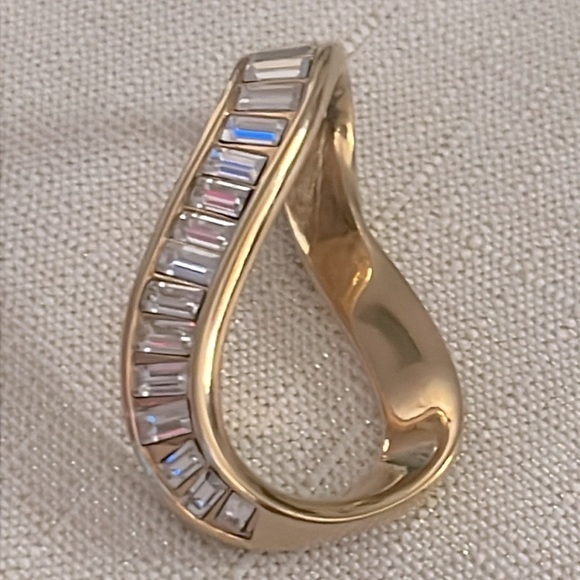 Vintage SWARVOSKI BAGUETTE/GOLD SLIDE PENDANT - Picture 1 of 14